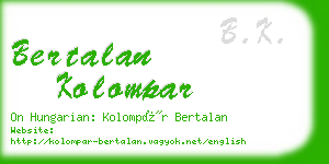 bertalan kolompar business card